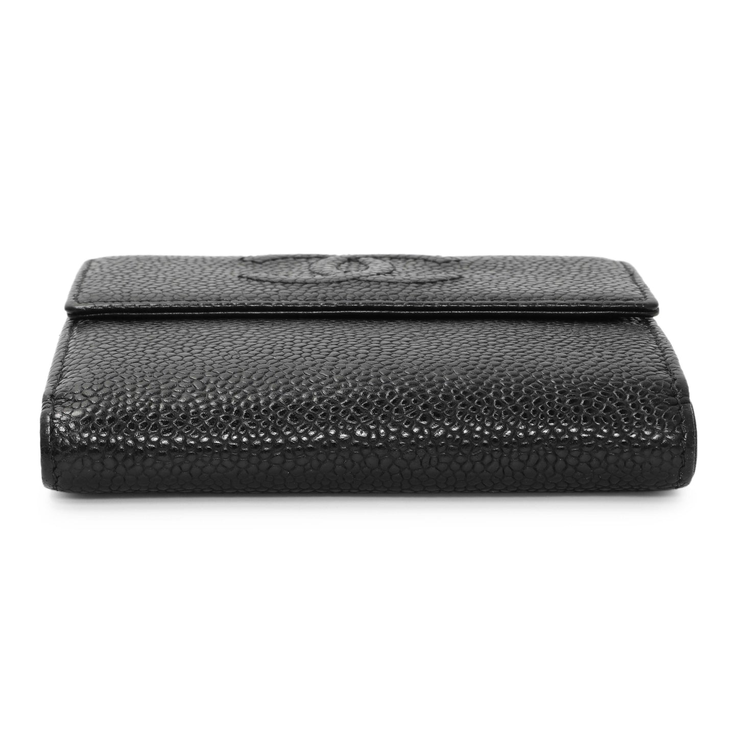 Exclusive Chanel Black Caviar Timeless CC Compact Wallet — Back View