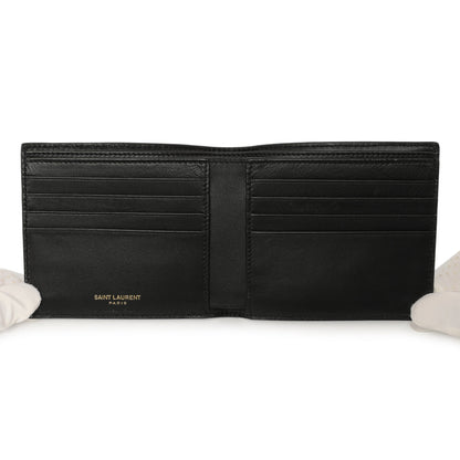 Exclusive Saint Laurent Black Crocodile Embossed Tiny Cassandre East/West Wallet — Back View
