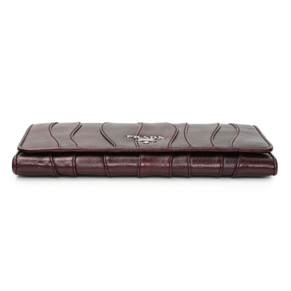 Exclusive Prada Burgundy Nappa Mordore Stripes Continental Wallet — Back View