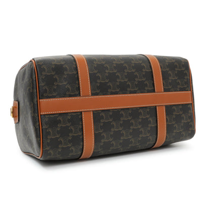 Exclusive Celine Triomphe Canvas Calfskin Boston Bag — Back View