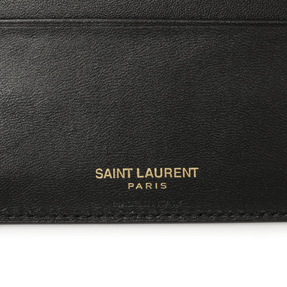 Exclusive Saint Laurent Black Crocodile Embossed Tiny Cassandre East/West Wallet — Top View