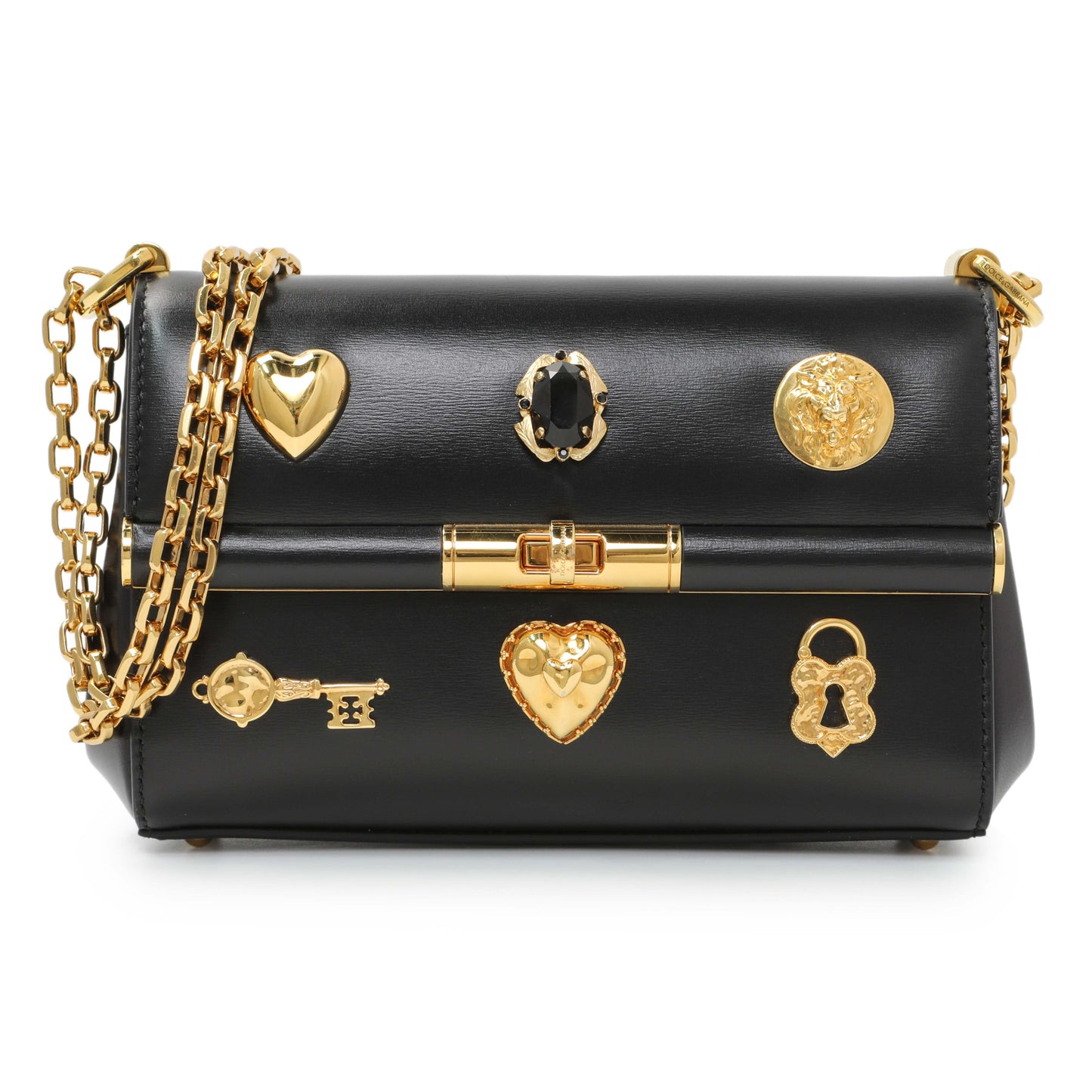 Exclusive Dolce & Gabbana Black Calfskin Small Marlene Crossbody — Front View