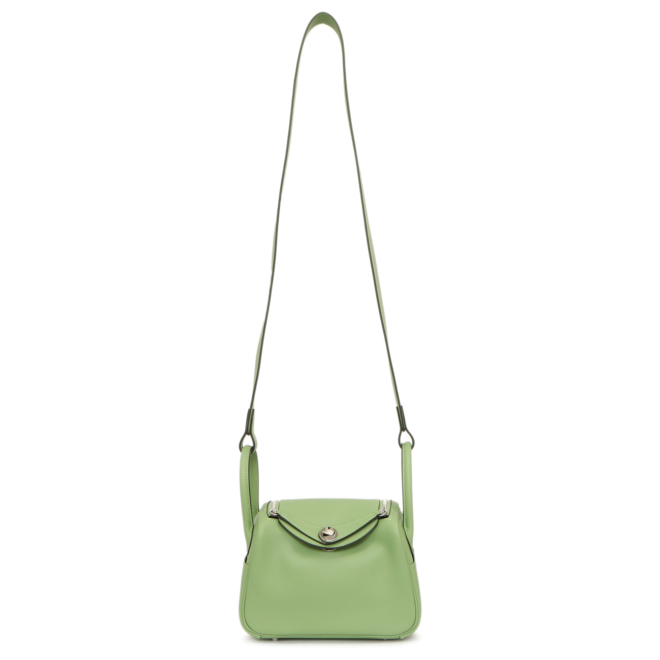Exclusive Hermes Vert Criquet Swift Mini Lindy 20 — Front View