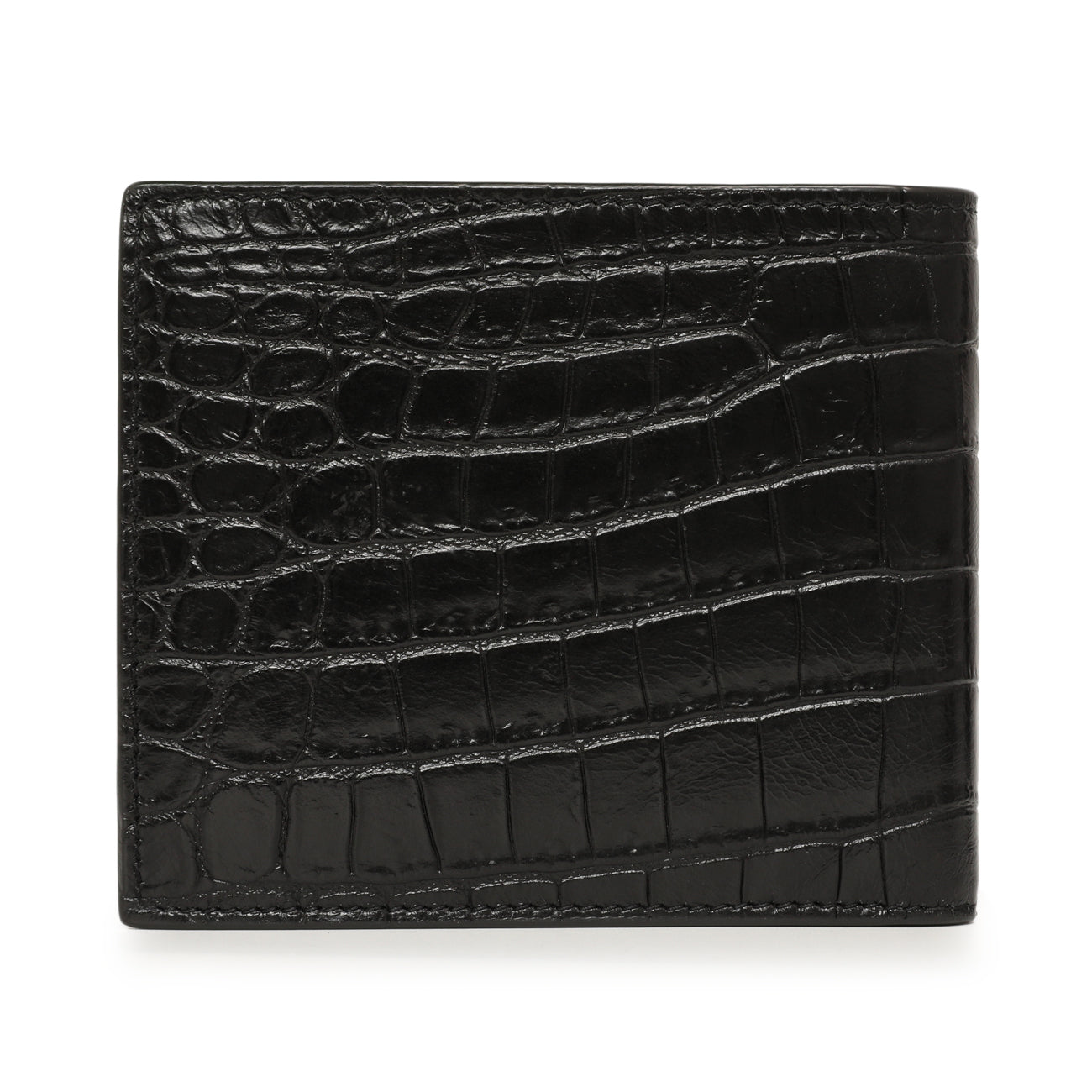 Exclusive Saint Laurent Black Crocodile Embossed Tiny Cassandre East/West Wallet — Side View