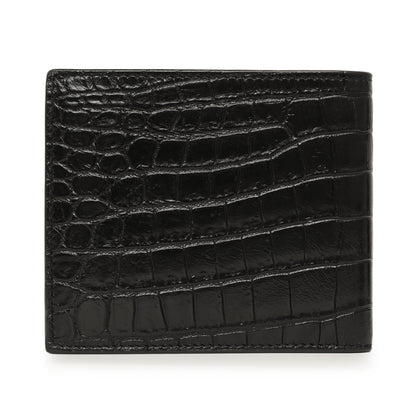Exclusive Saint Laurent Black Crocodile Embossed Tiny Cassandre East/West Wallet — Side View
