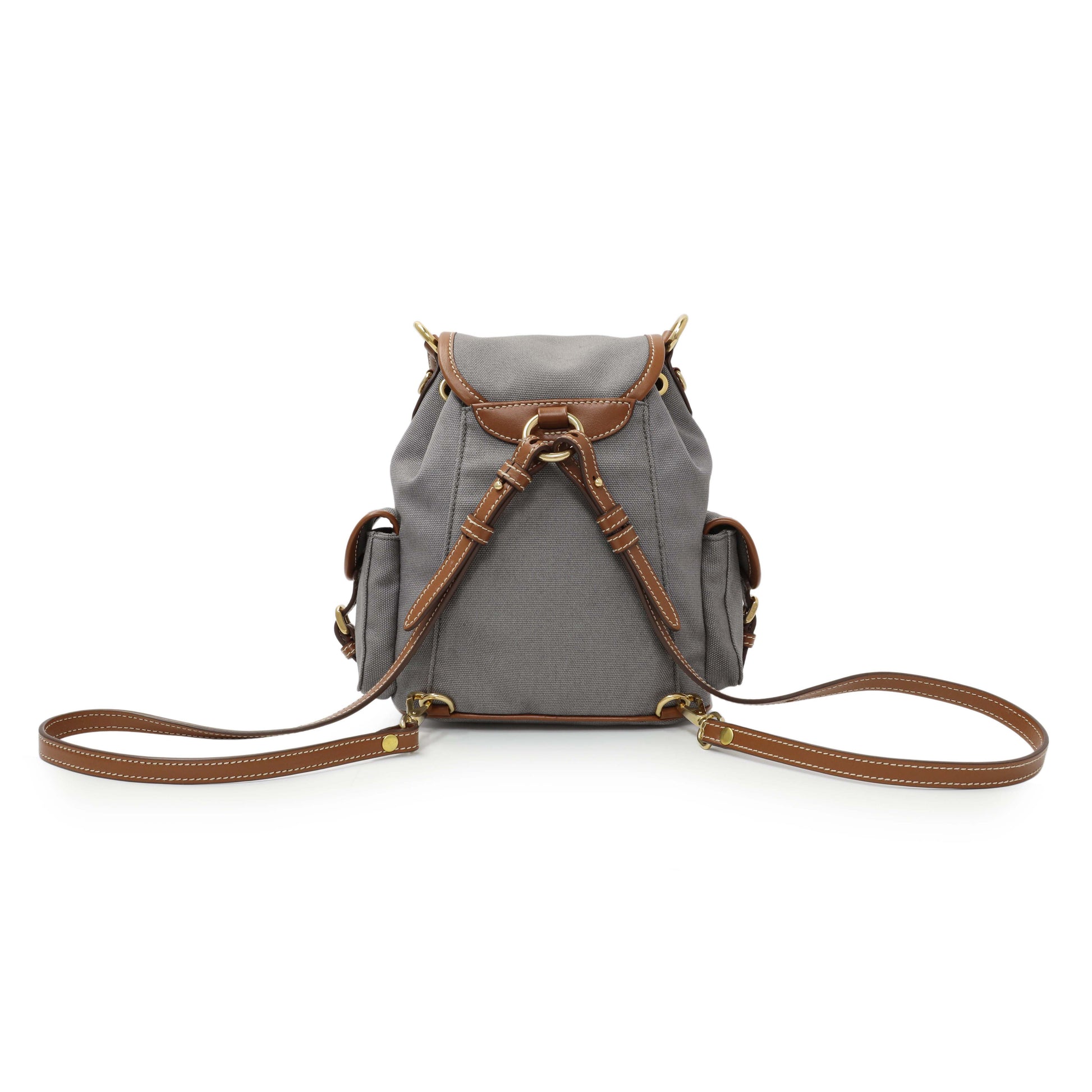 Exclusive Miu Miu Grey Canvas Backpack — Back View