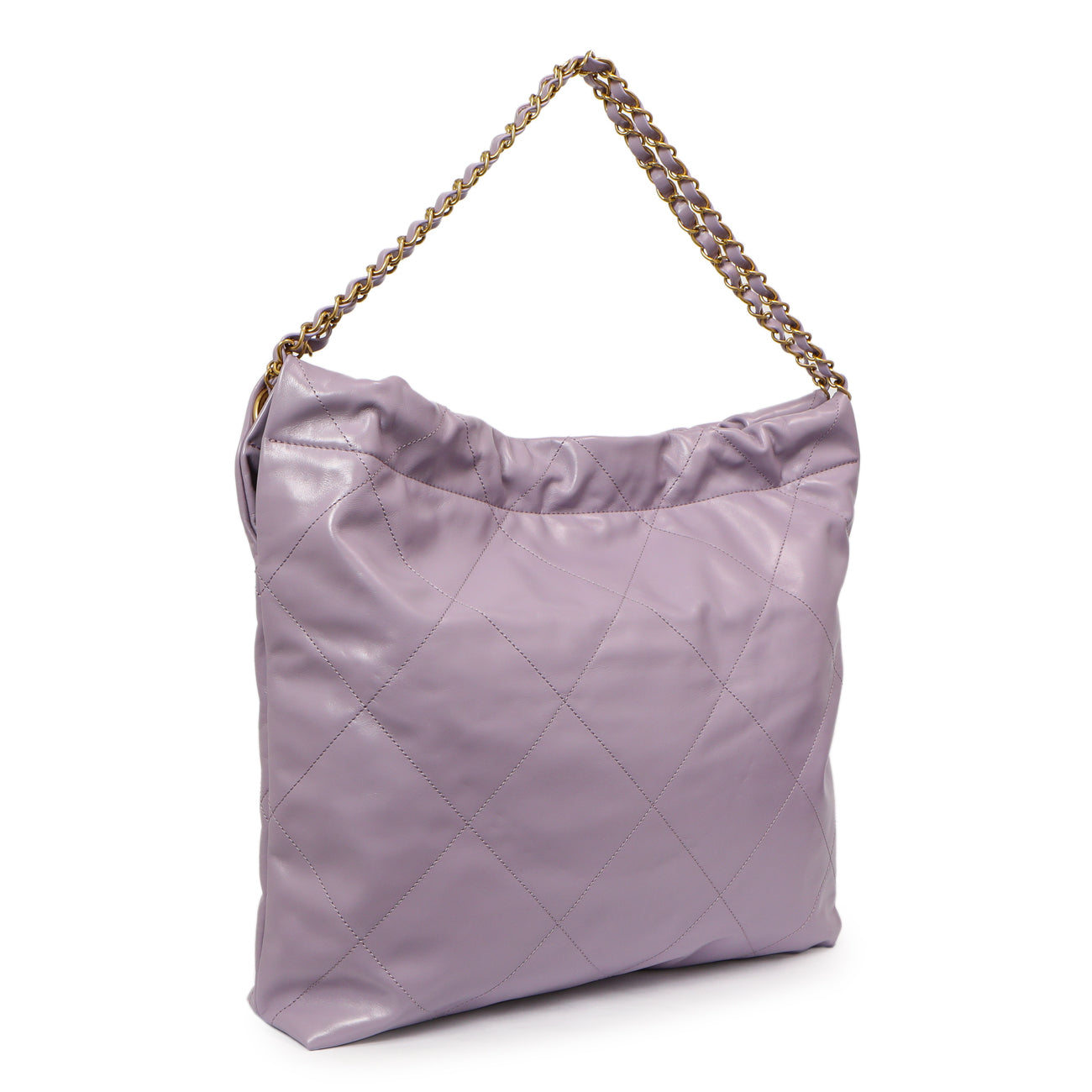 Exclusive Chanel Purple Quilted Shiny Calfskin 22 — Side View