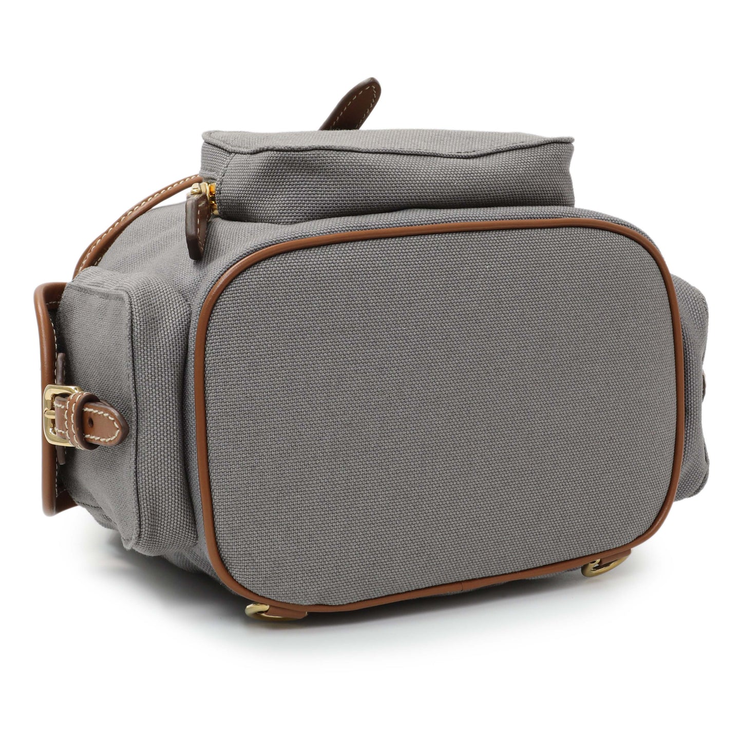Exclusive Miu Miu Grey Canvas Backpack — Side View