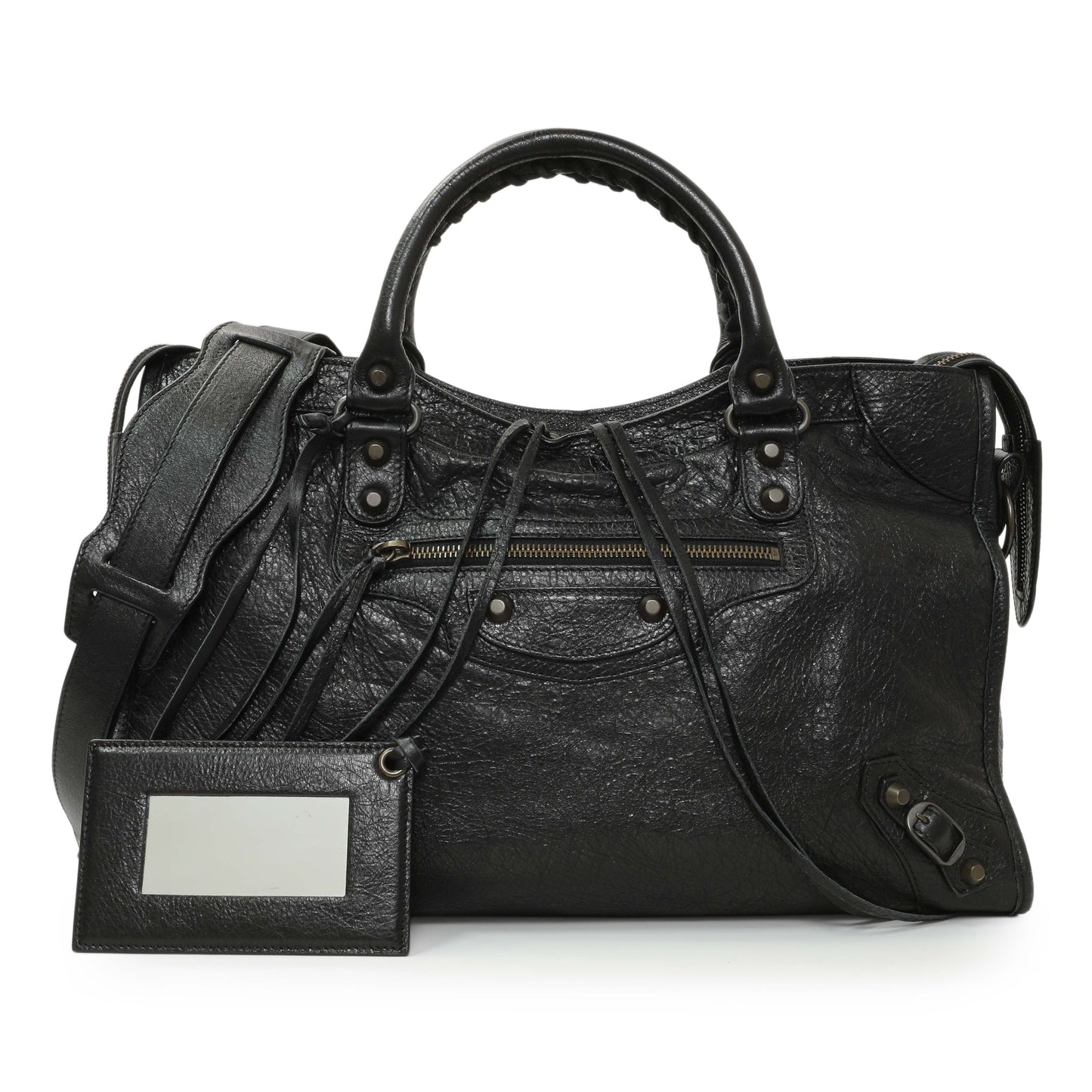 Exclusive Balenciaga Black Agneau Classic Hardware City — Front View