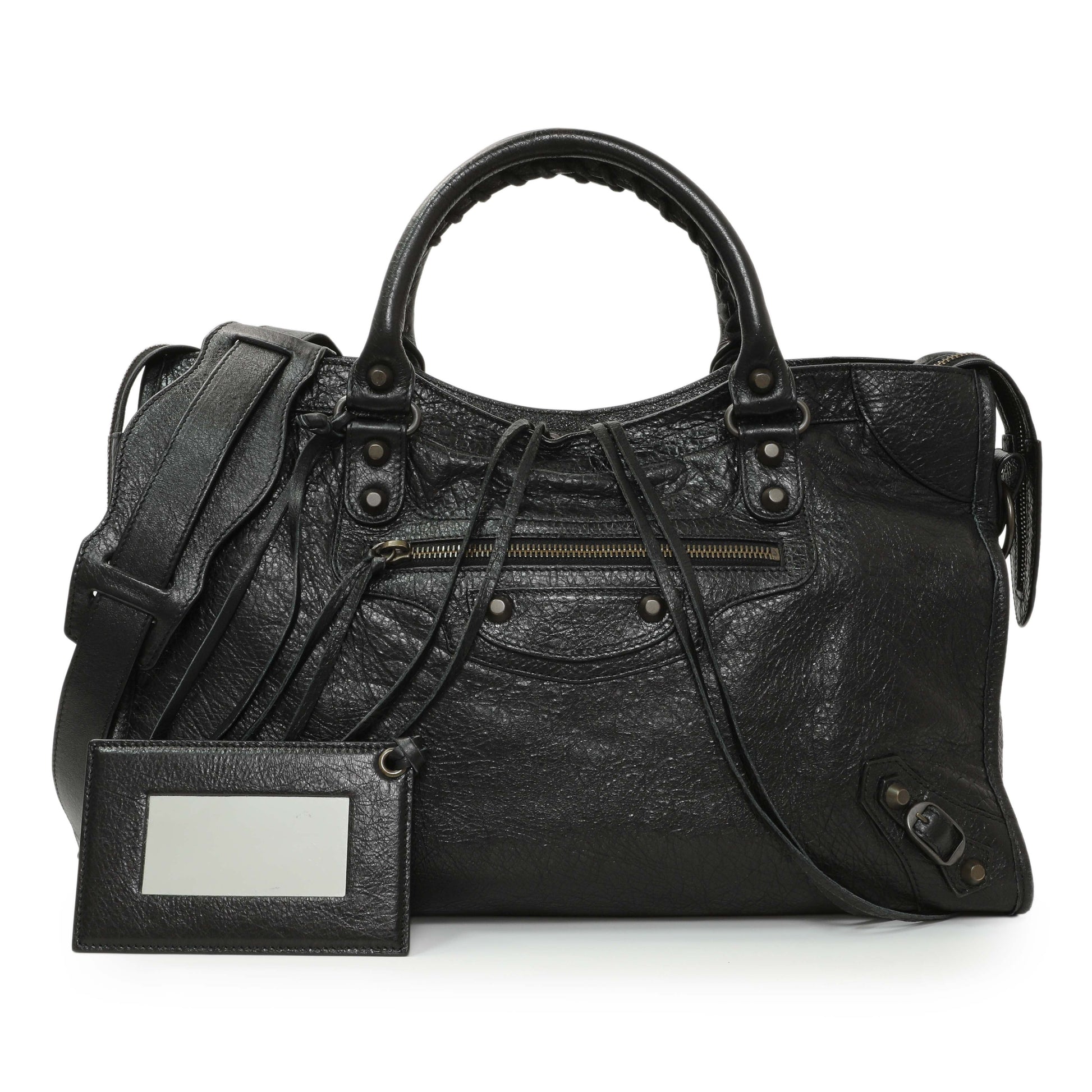 Exclusive Balenciaga Black Agneau Classic Hardware City — Front View