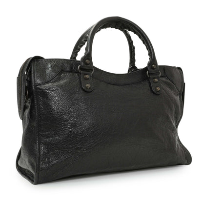 Exclusive Balenciaga Black Agneau Classic Hardware City — Side View