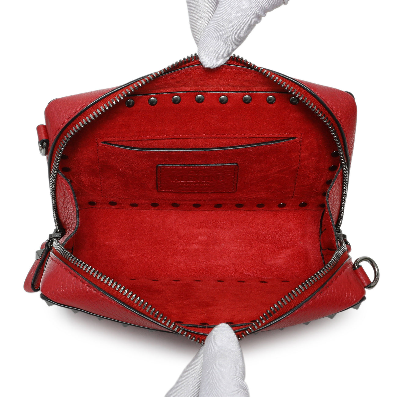 Exclusive Valentino Pebbled Calfskin Rockstud Camera Bag — Top View