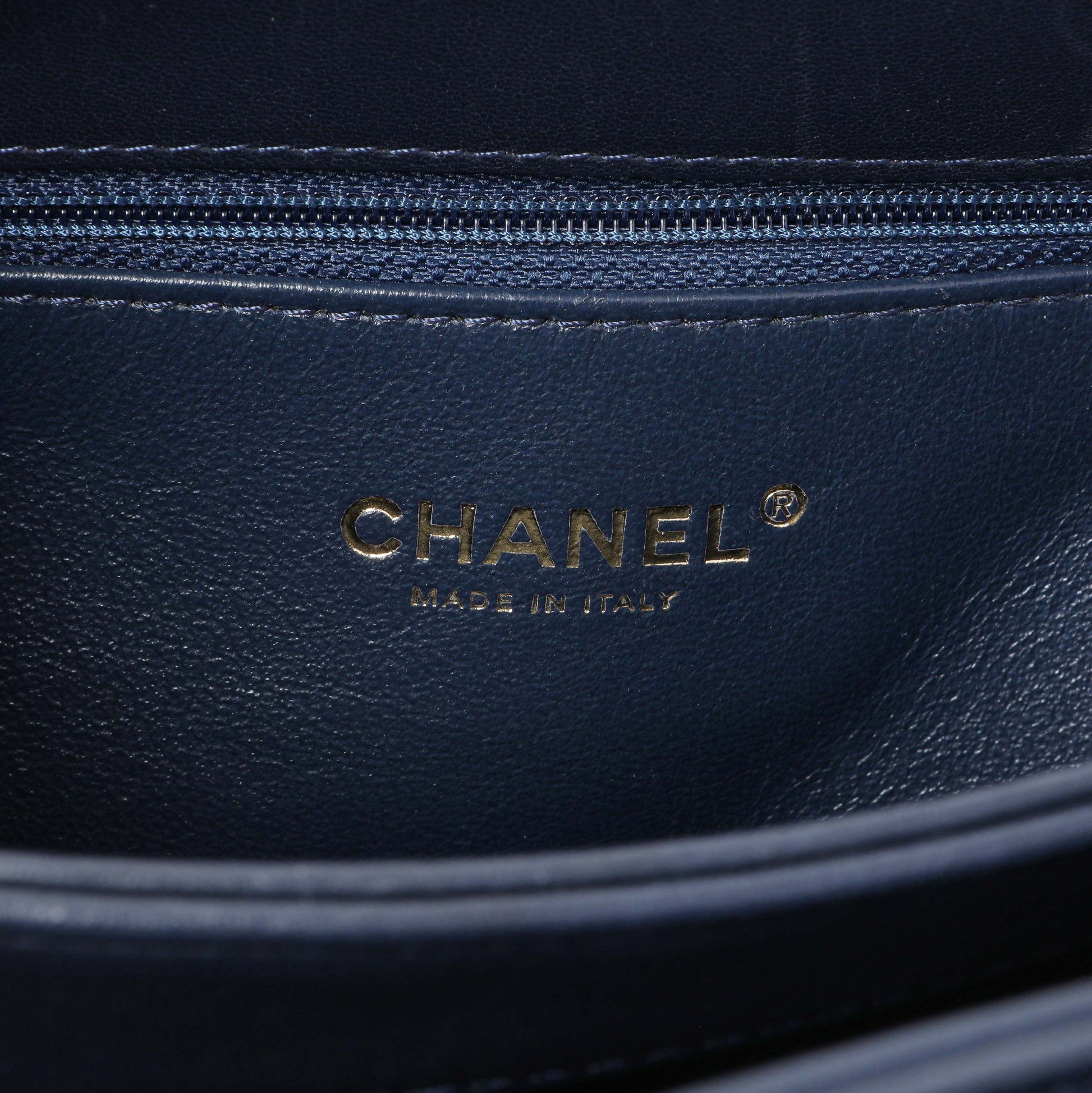 Exclusive Chanel Blue Chevron Quilted Lambskin Medium Trendy CC Dual Handle Flap Bag — Alternate View 9