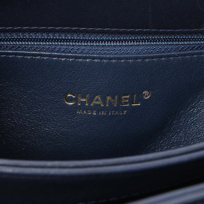 Exclusive Chanel Blue Chevron Quilted Lambskin Medium Trendy CC Dual Handle Flap Bag — Alternate View 9