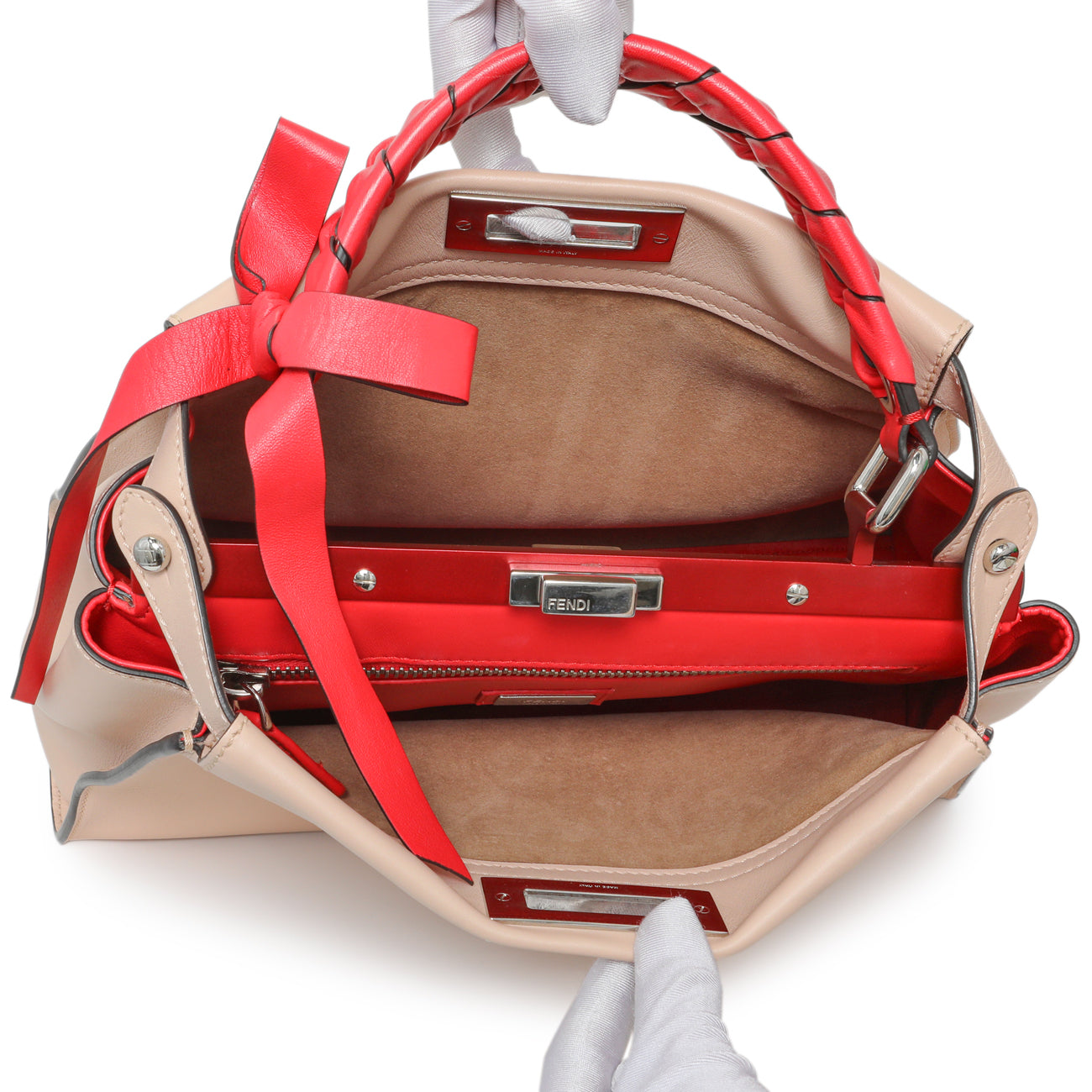Exclusive Fendi Rosa Plaster Vitello Medium Peekaboo Iconic Satchel — Alternate View 8