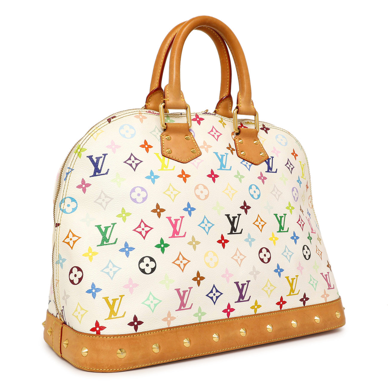 Exclusive Louis Vuitton White Multicolor Monogram Alma GM — Side View