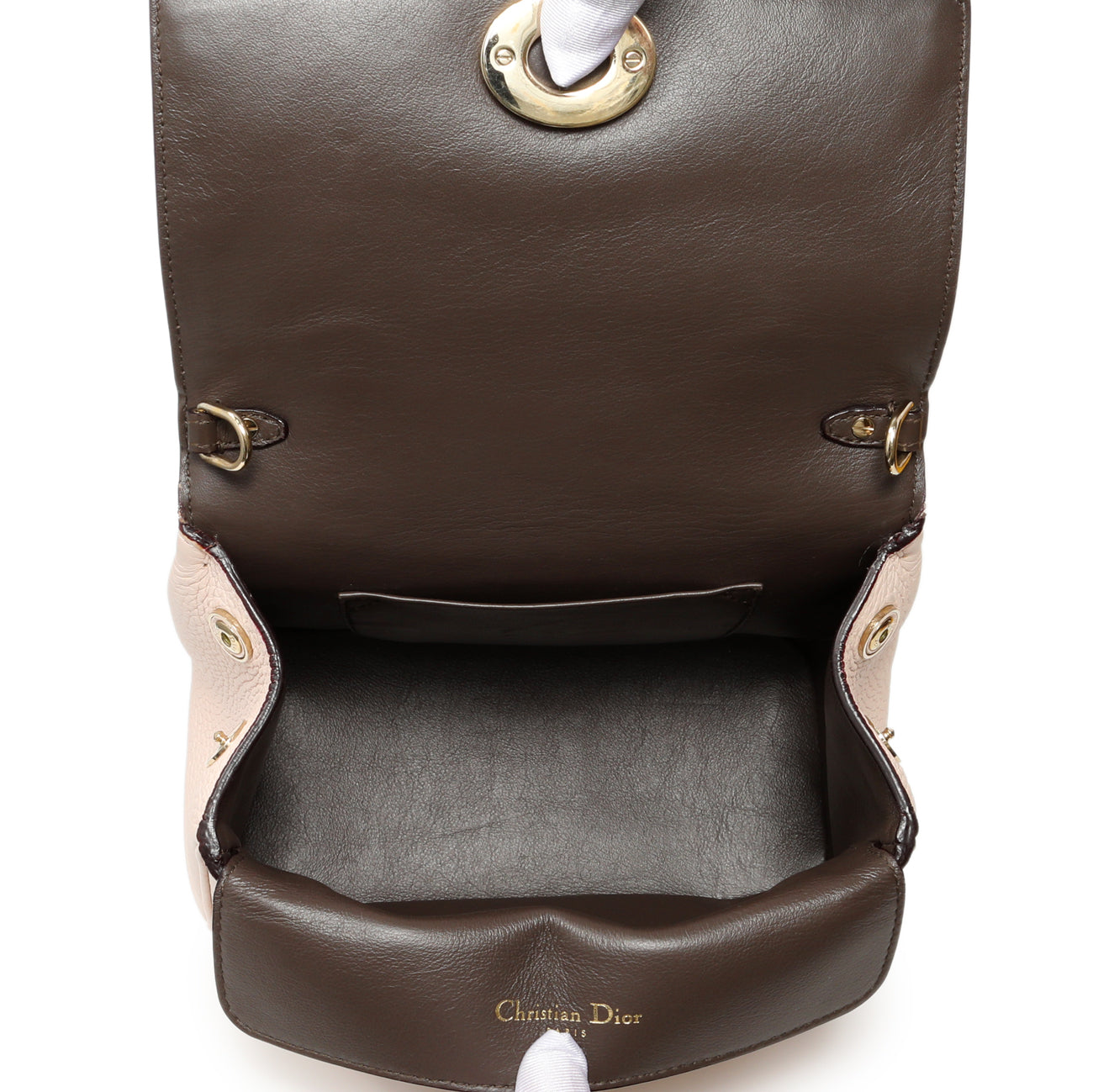 Exclusive Christian Dior Light Pink Bullcalf Mini Be Dior Flap — Top View