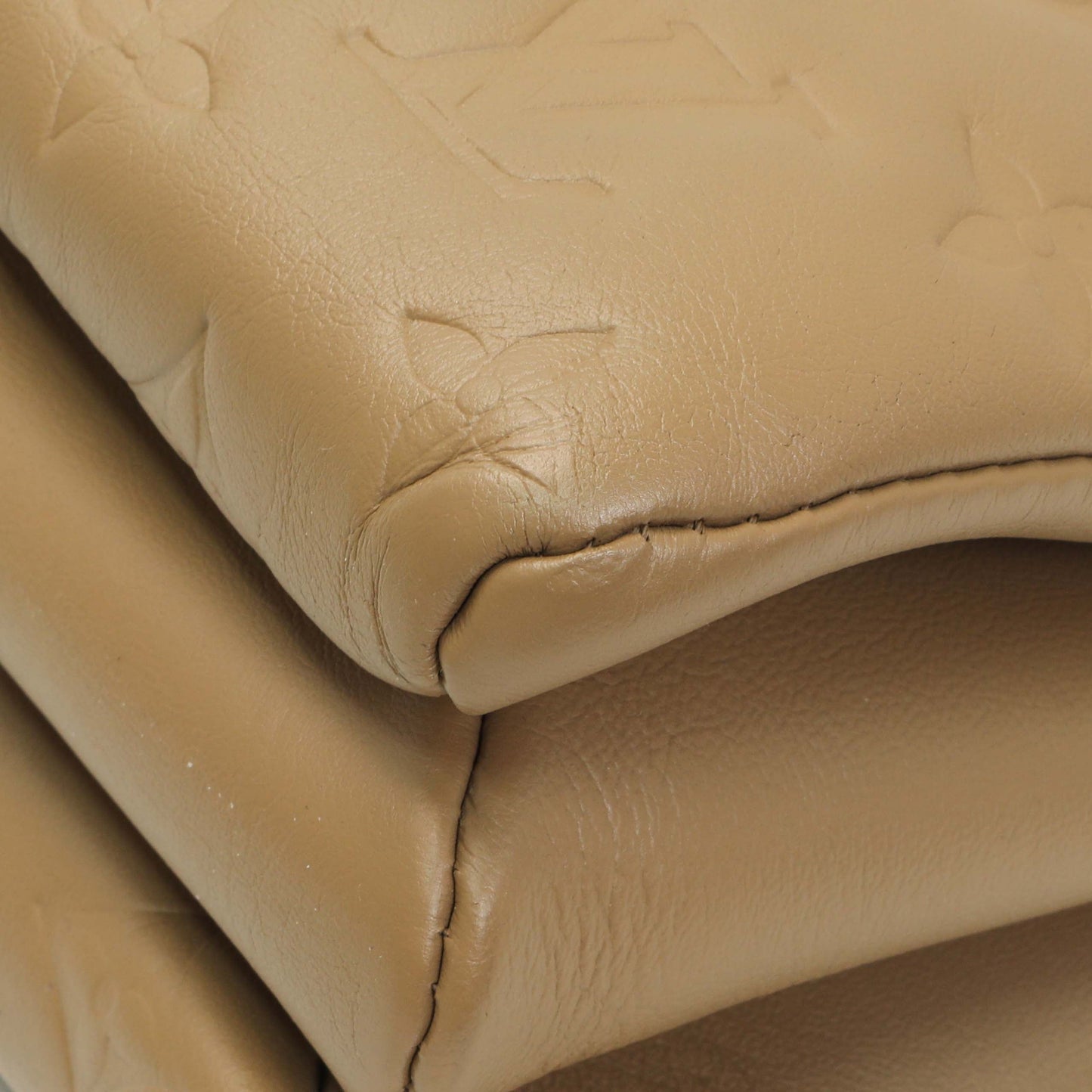Exclusive Louis Vuitton Camel Monogram Embossed Lambskin Coussin MM — Detail View