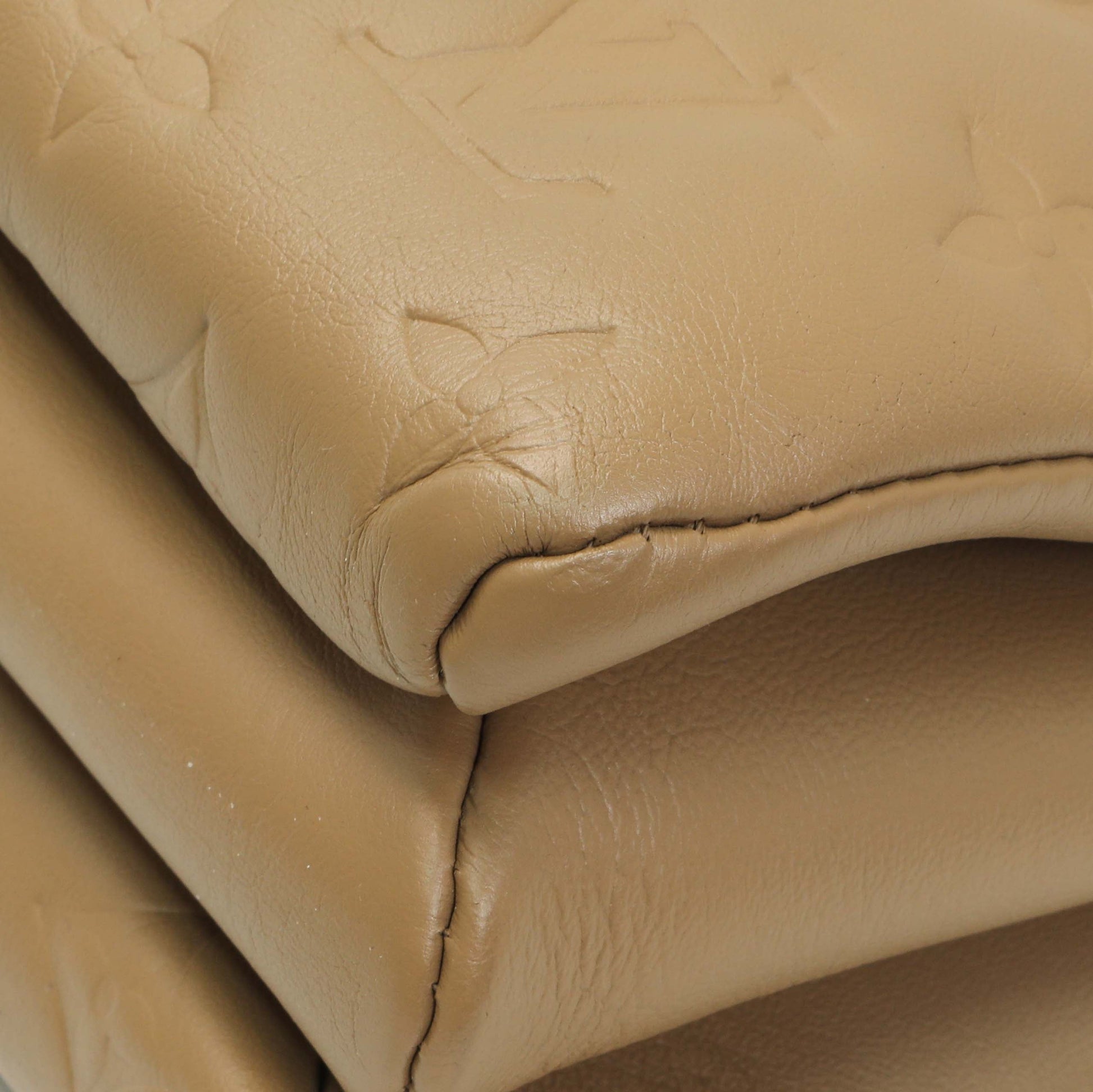 Exclusive Louis Vuitton Camel Monogram Embossed Lambskin Coussin MM — Detail View