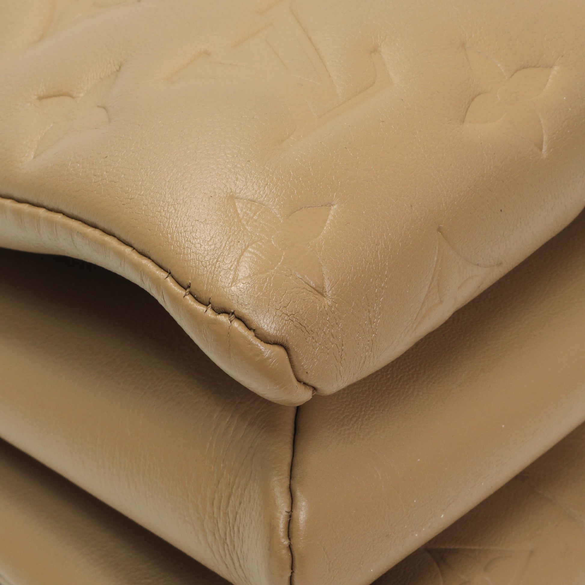 Exclusive Louis Vuitton Camel Monogram Embossed Lambskin Coussin MM — Lifestyle View