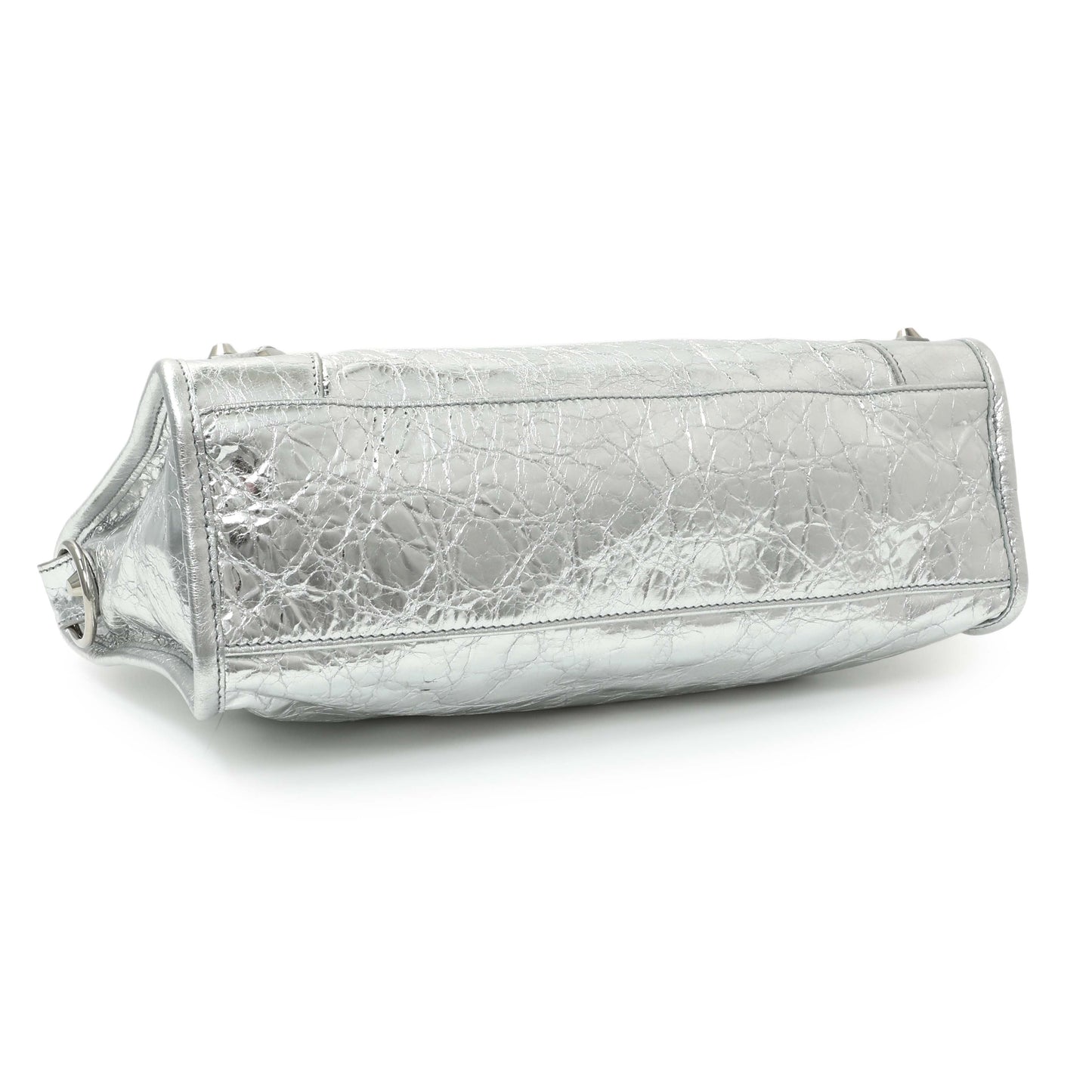 Exclusive Balenciaga Silver Agneau Small Le City — Back View