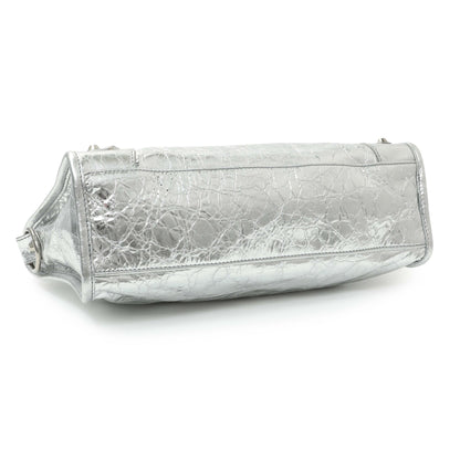 Exclusive Balenciaga Silver Agneau Small Le City — Back View