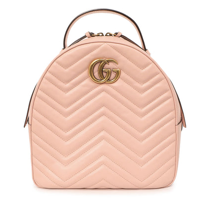Exclusive Gucci Perfect Pink Calfskin Matelasse GG Marmont Dome Backpack — Front View