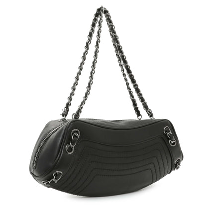 Exclusive Chanel Black Lambskin Lax Tassel Shoulder Bag — Side View