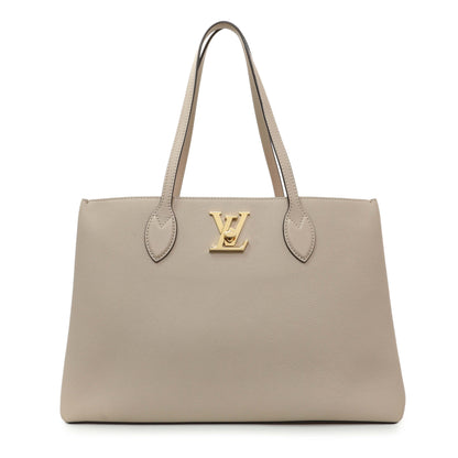 Exclusive Louis Vuitton Greige Grained Calfskin Lockme Shopper — Front View