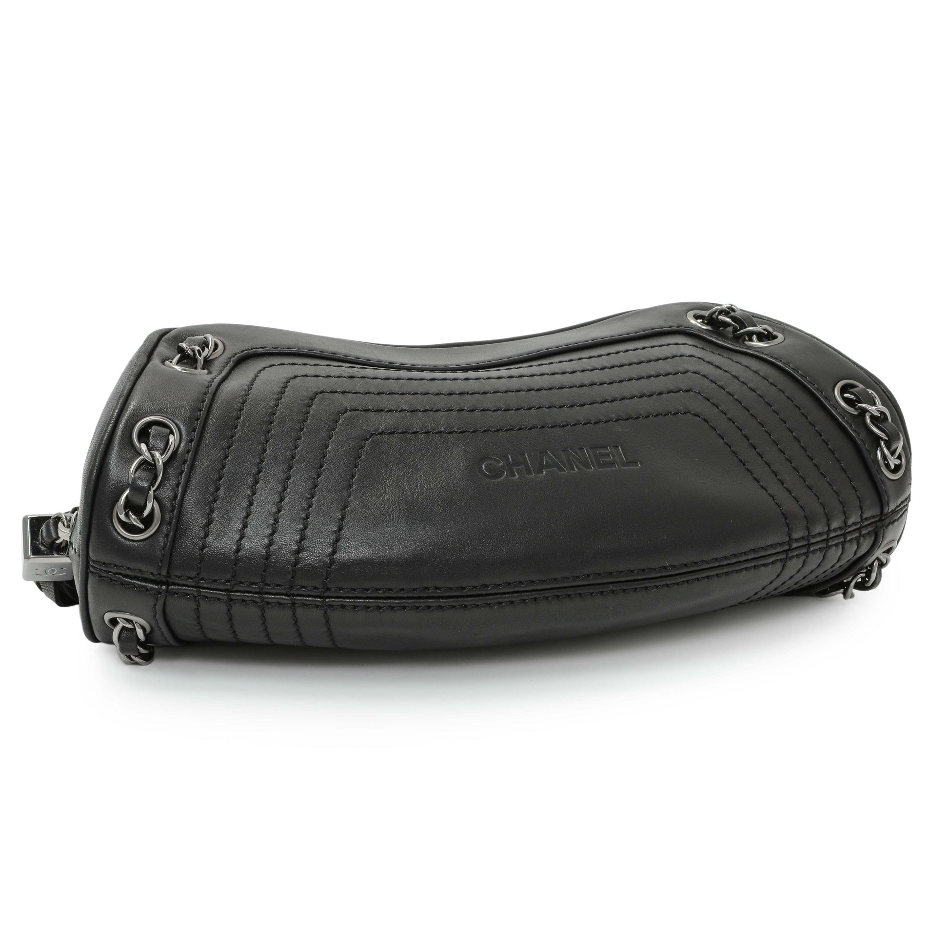 Exclusive Chanel Black Lambskin Lax Tassel Shoulder Bag — Back View