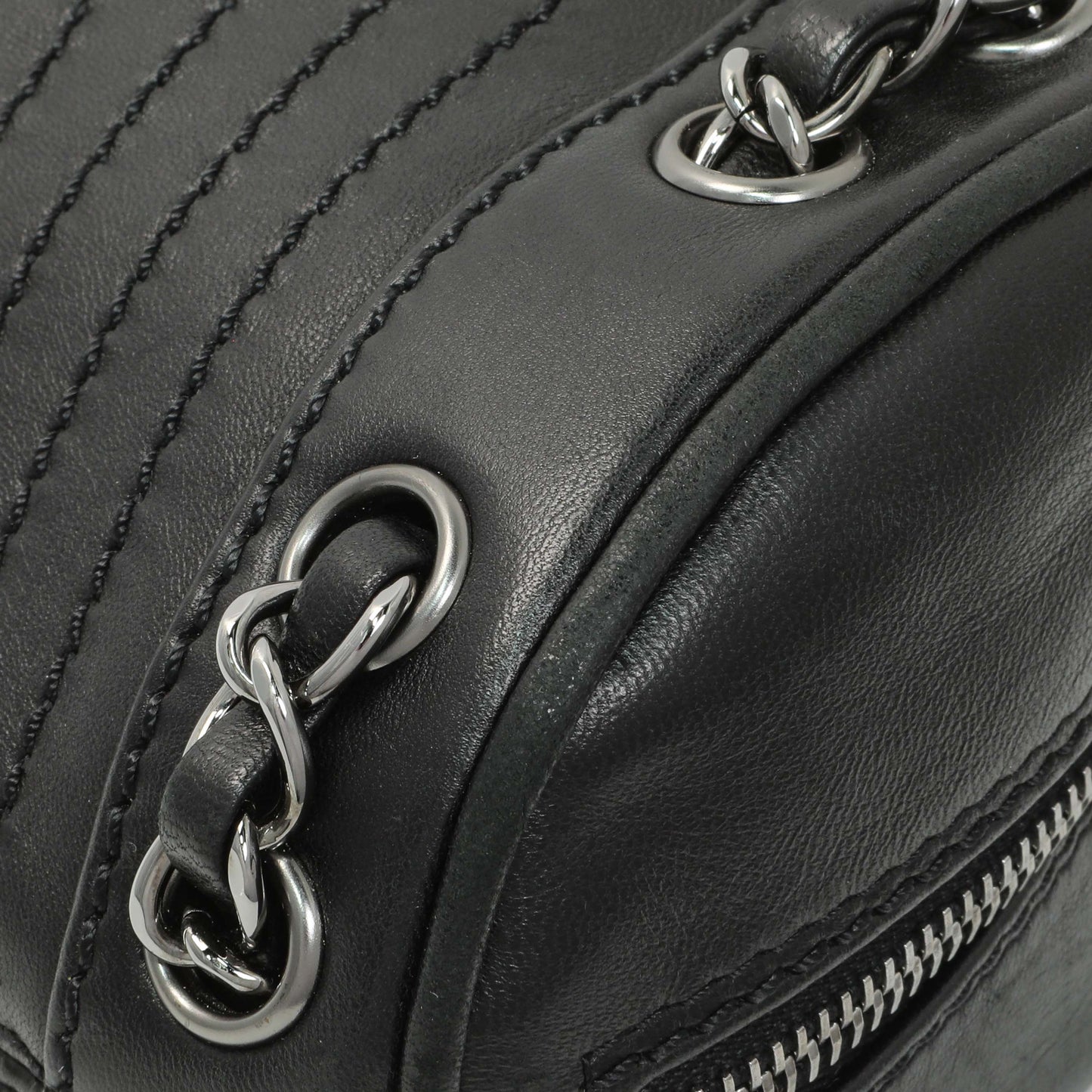 Exclusive Chanel Black Lambskin Lax Tassel Shoulder Bag — Detail View