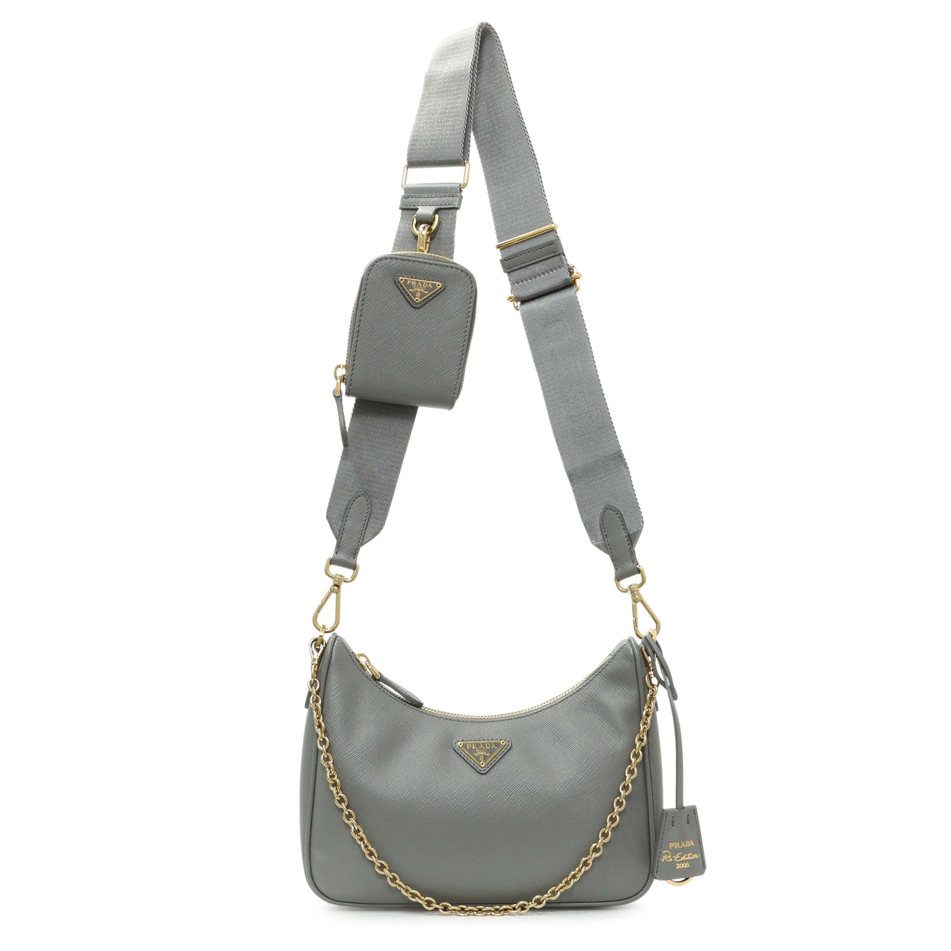 Exclusive Prada Ardesia Saffiano Re-Edition 2005 Shoulder Bag — Front View