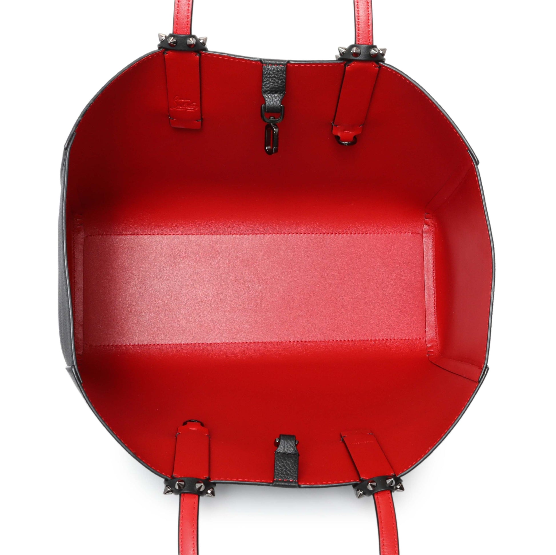 Exclusive Christian Louboutin Black Calfskin Spiked Cabata Tote — Top View