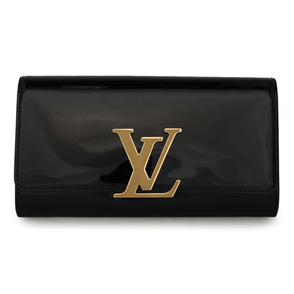 Exclusive Louis Vuitton Black Patent Louise Clutch — Front View