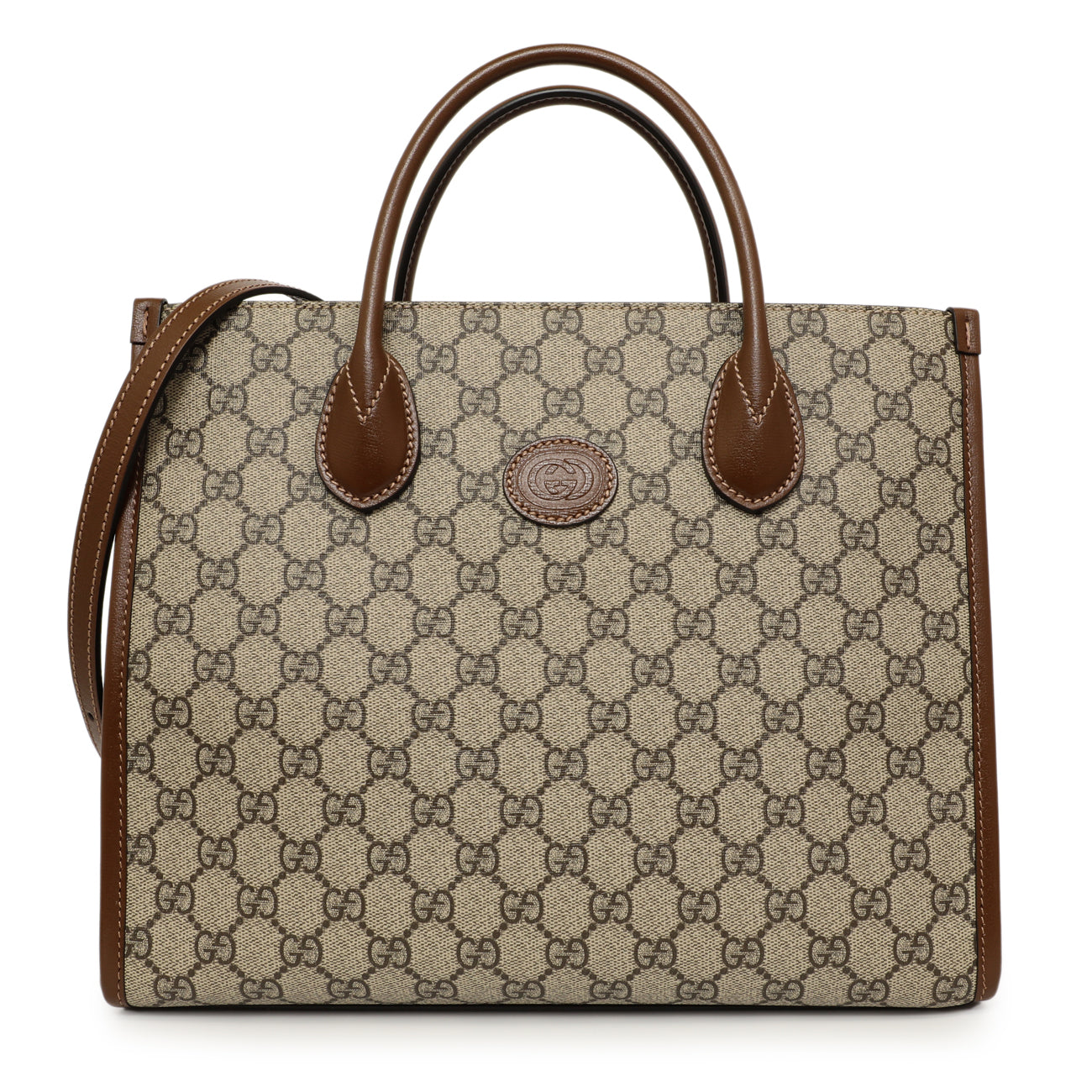 Exclusive Gucci GG Supreme Small Retro Interlocking G Tote — Front View