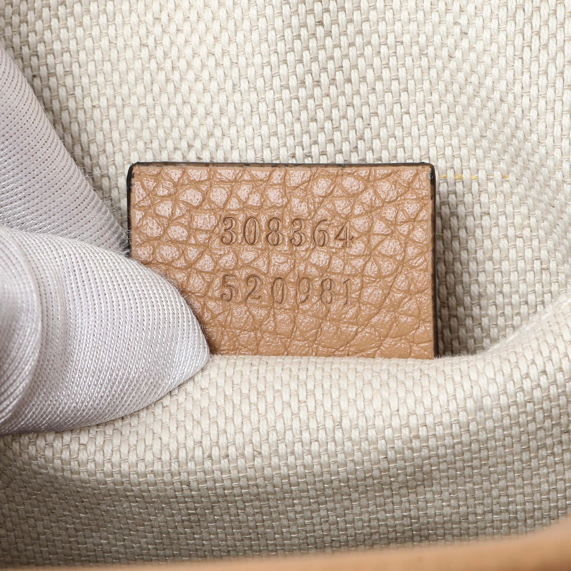 Exclusive Gucci Beige Pebbled Calfskin Small Soho Disco Bag — Lifestyle View