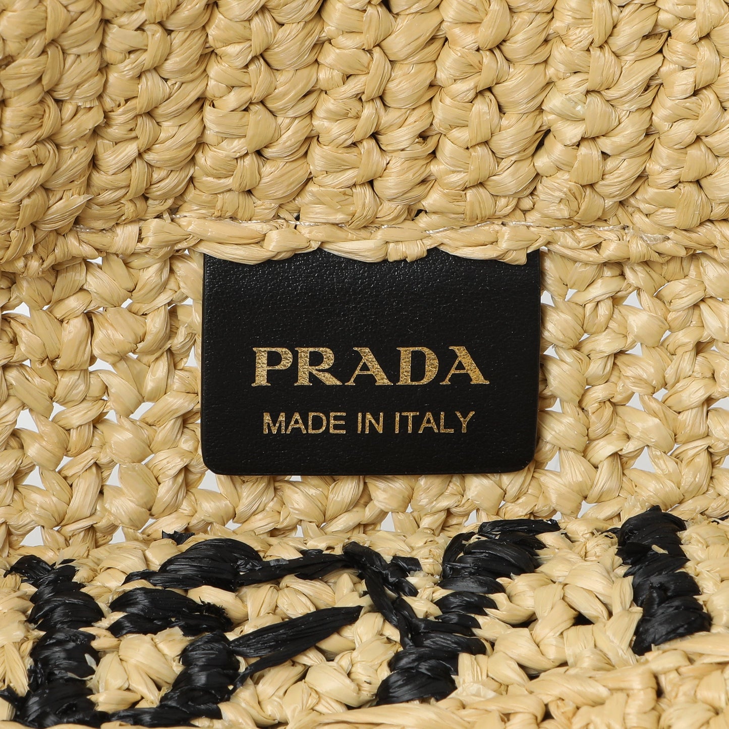 Exclusive Prada Natural Yarn Raffia Effect Crochet Small Logo Tote — Detail View