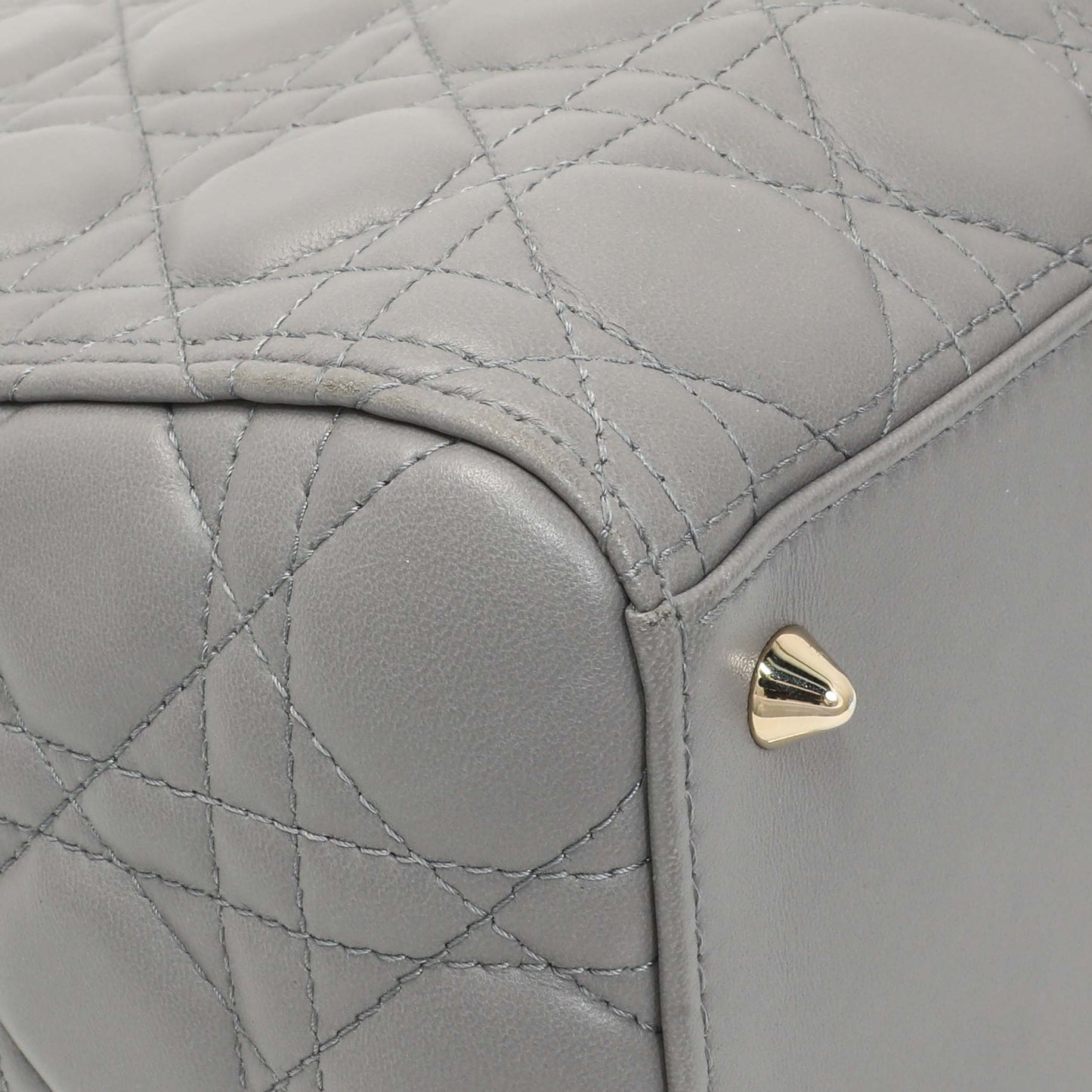 Exclusive Christian Dior Grey Lambskin Cannage Medium Lady Dior — Top View
