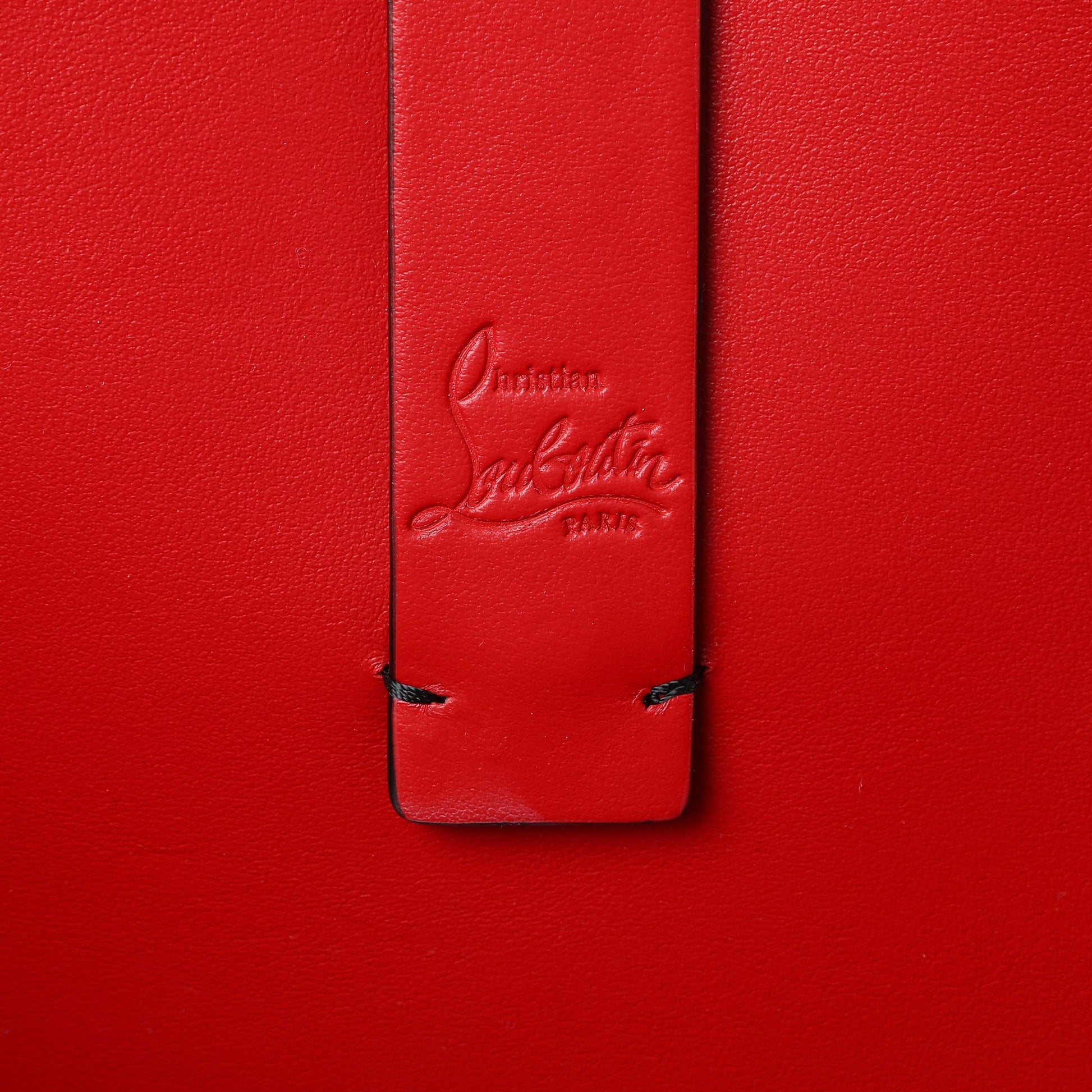 Exclusive Christian Louboutin Black Calfskin Spiked Cabata Tote — Detail View