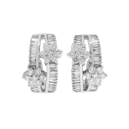Exclusive 18K White Gold 1.96 Carat Bandeau Blossom Diamond Earrings — Front View