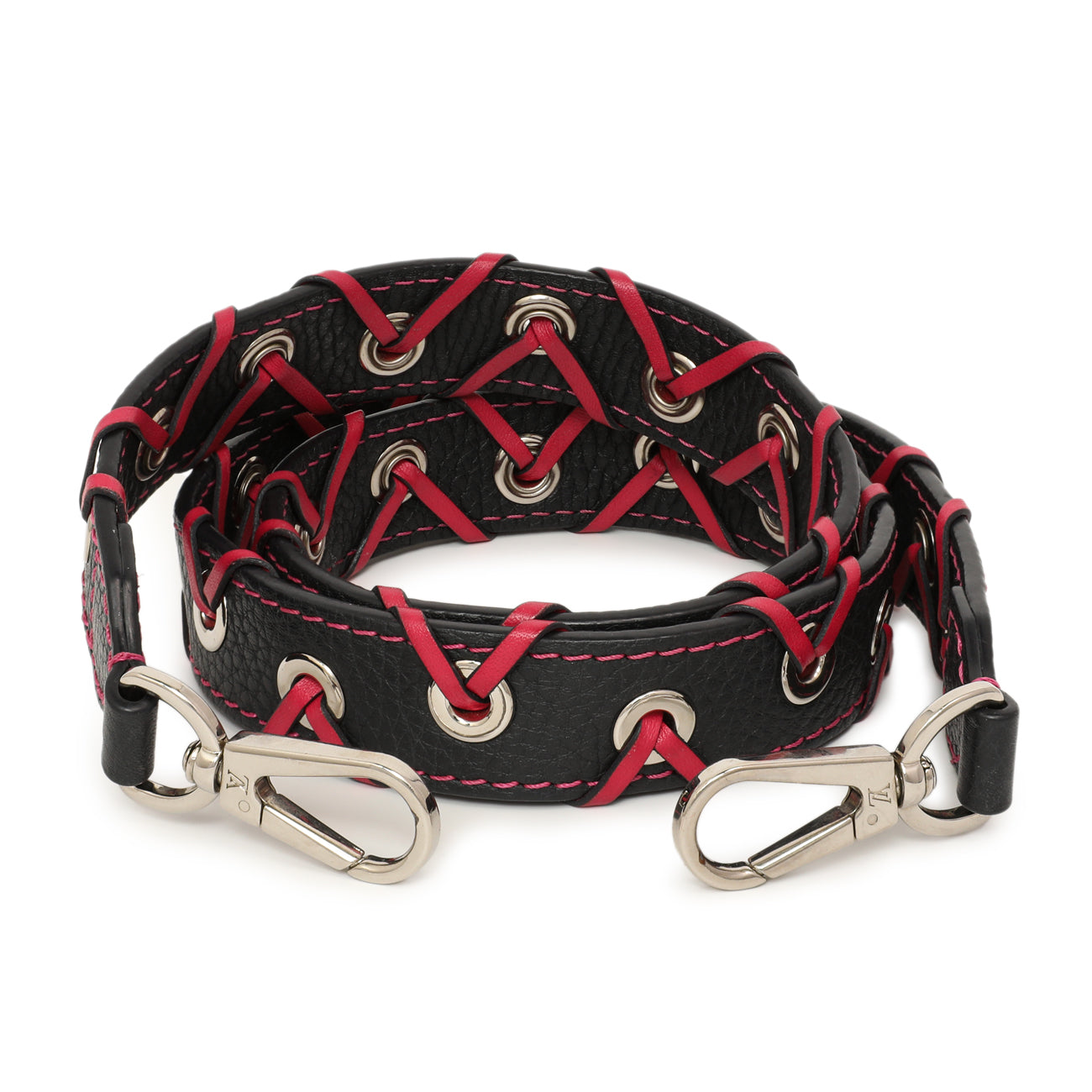 Exclusive Louis Vuitton Navy Fuchsia Calfskin Braided Shoulder Strap — Front View
