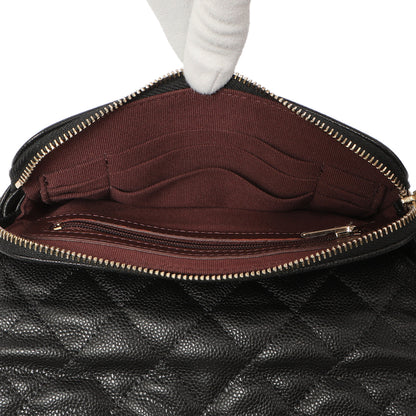 Exclusive Chanel Black Caviar Quilted Flap Phone Holder With Chain — Detail View