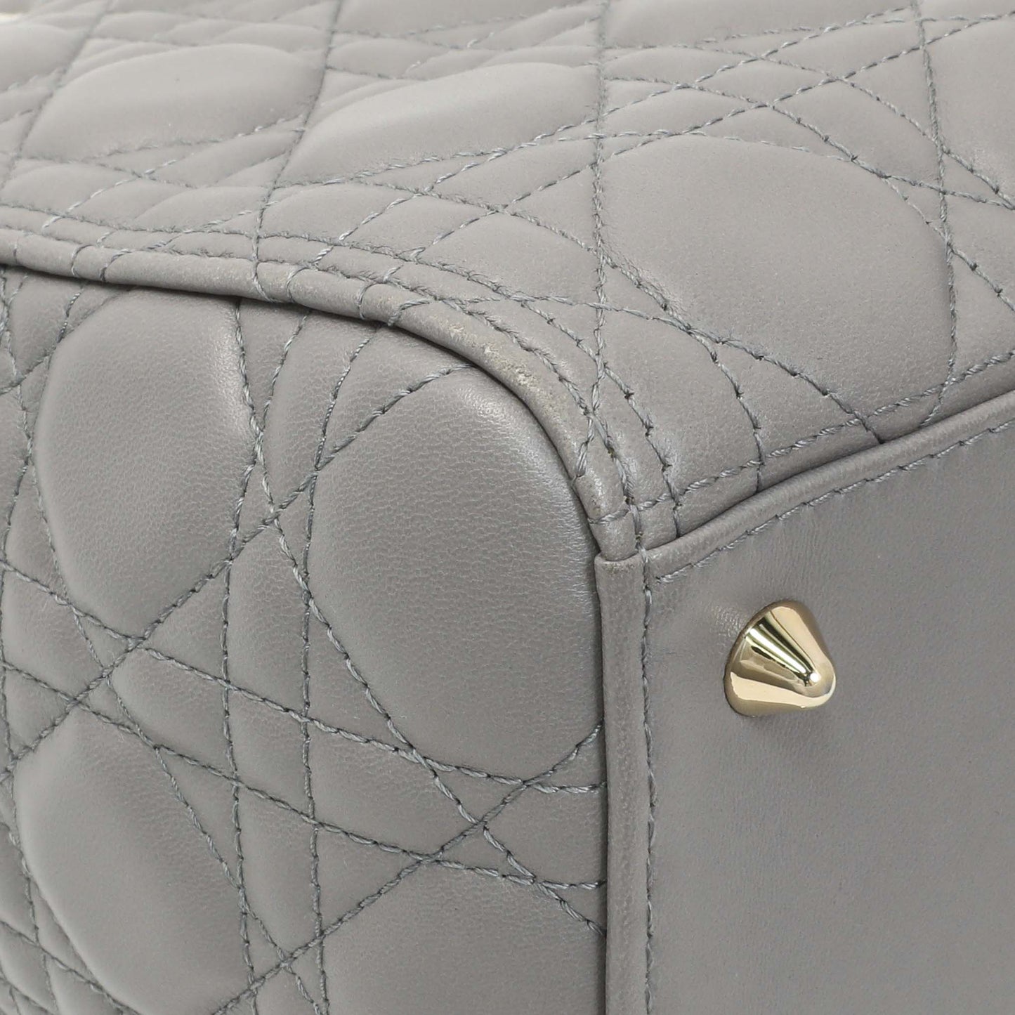 Exclusive Christian Dior Grey Lambskin Cannage Medium Lady Dior — Lifestyle View