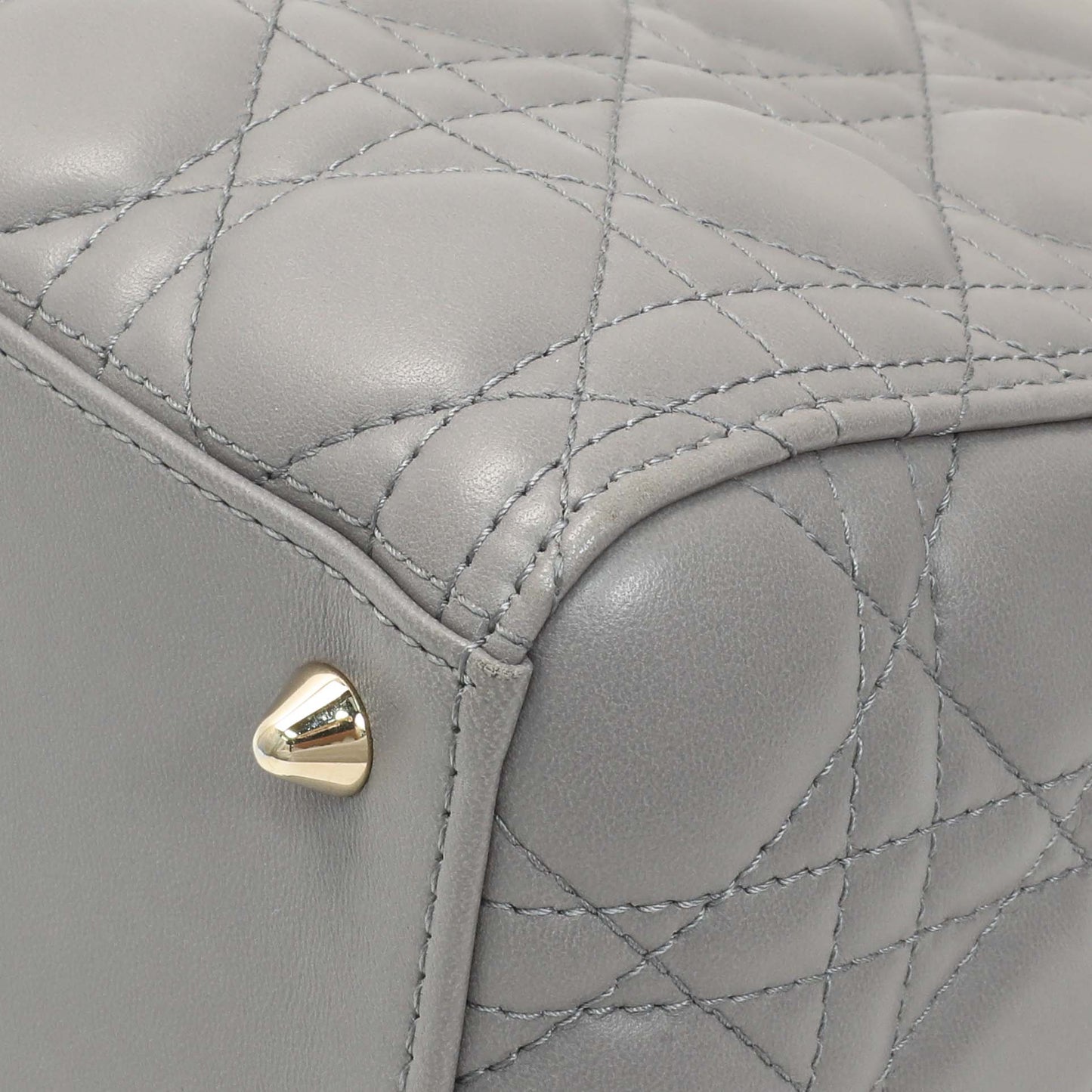 Exclusive Christian Dior Grey Lambskin Cannage Medium Lady Dior — Alternate View 7