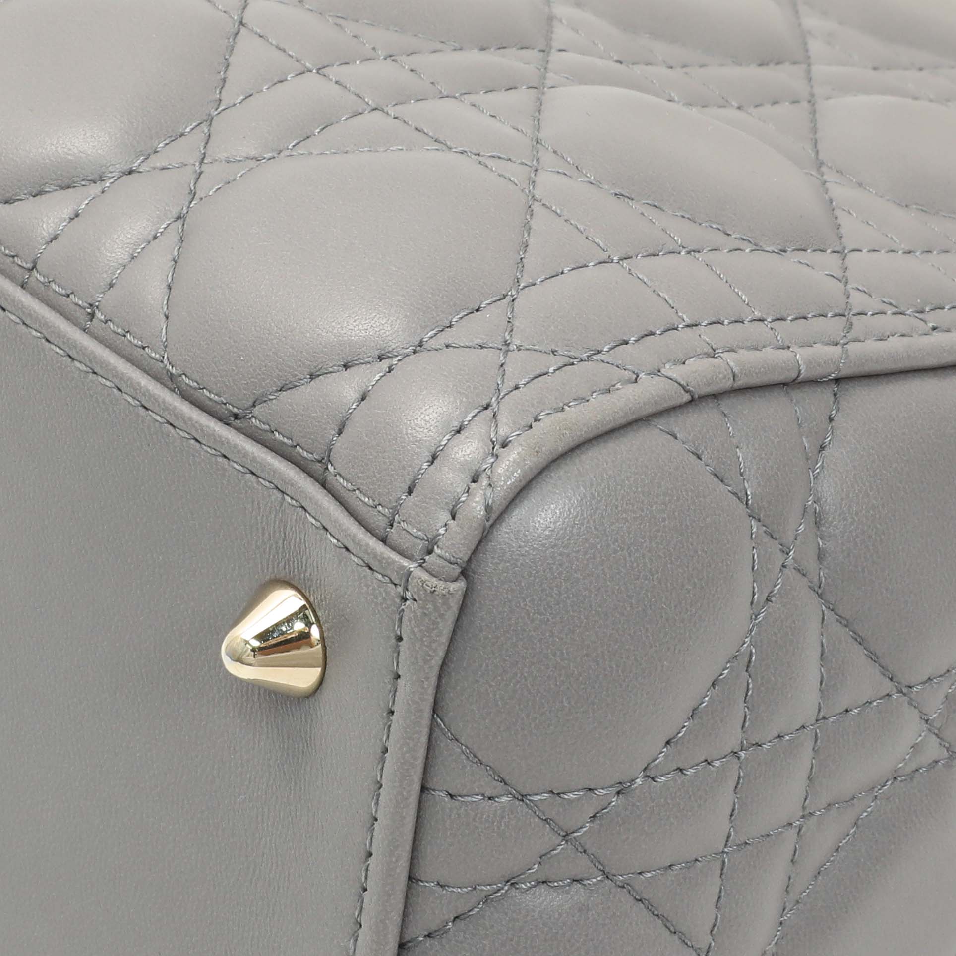 Exclusive Christian Dior Grey Lambskin Cannage Medium Lady Dior — Alternate View 7