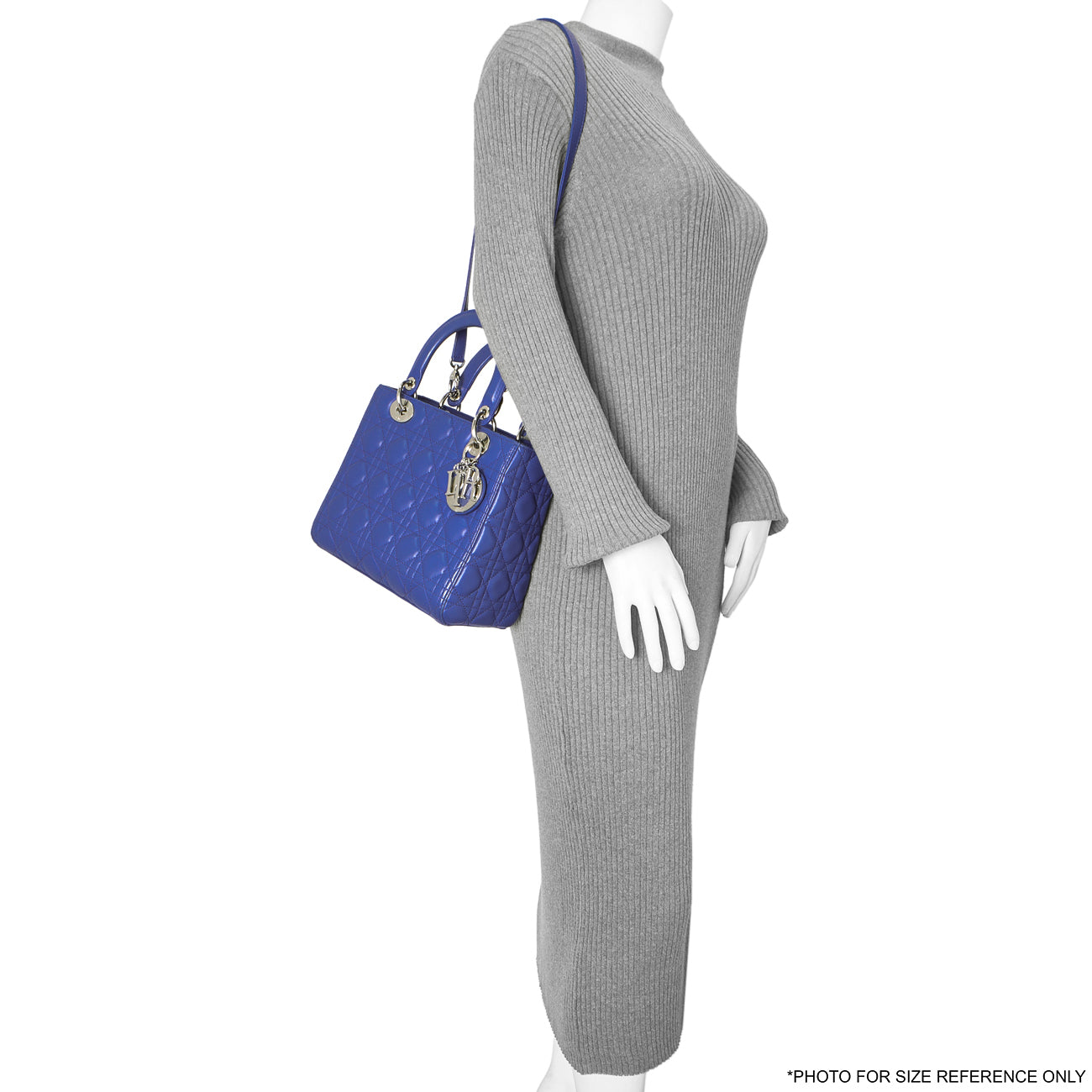 Exclusive Christian Dior Blue Lambskin Cannage Medium Lady Dior — Alternate View 15