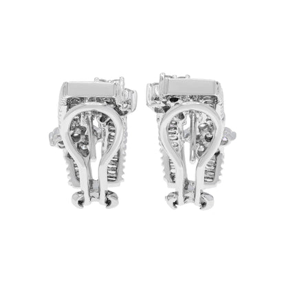 Exclusive 18K White Gold 1.96 Carat Bandeau Blossom Diamond Earrings — Side View