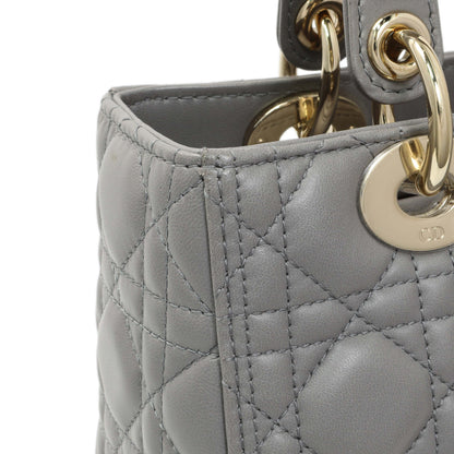 Exclusive Christian Dior Grey Lambskin Cannage Medium Lady Dior — Alternate View 12