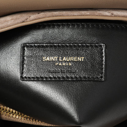 Exclusive Saint Laurent Beige Suede Y Quilted Monogram Small Loulou Chain Satchel — Alternate View 9