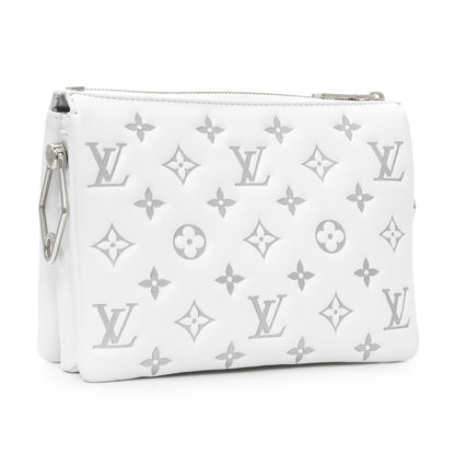 Exclusive Louis Vuitton White Lambskin Embossed Monogram Coussin BB — Side View